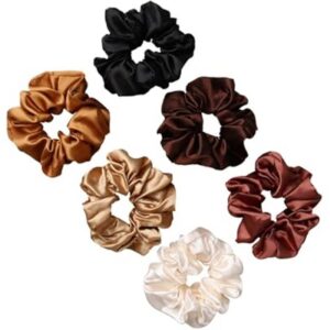 yashunbei 6 pcs satin elastic soft scrunchies ponytail holder hair ties for girls ladies 46.4